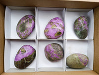 Polished Stichtite Palm Stones x 6 From Barberton, South Africa - Toprock Gemstones and Minerals