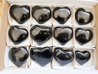 Polished Black Basalt Hearts x 12 From Madagascar - Toprock Gemstones and Minerals