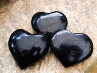 Polished Black Basalt Hearts x 12 From Madagascar - Toprock Gemstones and Minerals
