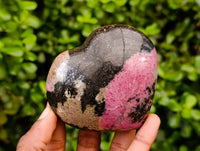 Polished Large Rhodonite Hearts x 3 From Ambindavato, Madagascar - Toprock Gemstones and Minerals