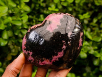 Polished Large Rhodonite Hearts x 3 From Ambindavato, Madagascar - Toprock Gemstones and Minerals