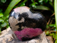 Polished Large Rhodonite Hearts x 3 From Ambindavato, Madagascar - Toprock Gemstones and Minerals