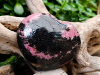Polished Large Rhodonite Hearts x 3 From Ambindavato, Madagascar - Toprock Gemstones and Minerals