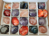 Polished Mixed Selected Multi Mineral Palm Stones x 24 From Madagascar - Toprock Gemstones and Minerals