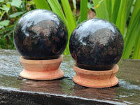 Polished Blue Speck Iolite Water Sapphire Spheres x 4 From Ambatofinandrahana, Madagascar - Toprock Gemstones and Minerals