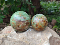Polished Green Chrysoprase Spheres x 4 From Madagascar - Toprock Gemstones and Minerals