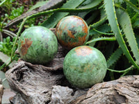 Polished Green Chrysoprase Spheres x 4 From Madagascar - Toprock Gemstones and Minerals