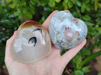 Polished Banded Agate Hearts x 6 From Madagascar - Toprock Gemstones and Minerals