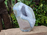 Polished Blue Lace Agate Standing Free Form x 1 From Nsanje, Malawi - Toprock Gemstones and Minerals