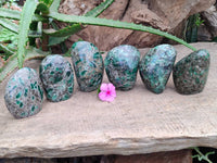 Polished Emerald Mica 'Mutokolite' Standing Free Forms x 6 From Mutoko, Zimbabwe - Toprock Gemstones and Minerals