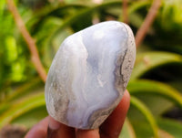 Polished Blue Lace Agate Standing Free Forms x 7 From Nsanje, Malawi - Toprock Gemstones and Minerals