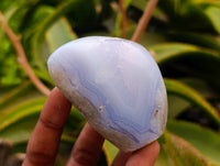Polished Blue Lace Agate Standing Free Forms x 7 From Nsanje, Malawi - Toprock Gemstones and Minerals