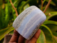 Polished Blue Lace Agate Standing Free Forms x 7 From Nsanje, Malawi - Toprock Gemstones and Minerals