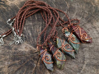 Hand Made Bastite Copper Wire Wrapped Pendants -Sold Per Item- From South Africa - Toprock Gemstones and Minerals