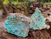 Natural Botryoidal Drusy Coated Chrysocolla Specimens x 2 From Lupoto Mine, Congo - Toprock Gemstones and Minerals