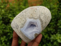 Polished Blue Lace Agate Standing Free Forms x 3 From Nsanje, Malawi - Toprock Gemstones and Minerals