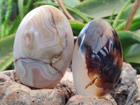 Polished Banded Agate Standing Free Forms x 6 From Madagascar - Toprock Gemstones and Minerals