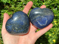 Polished Lazulite Hearts x 6 From Madagascar - Toprock Gemstones and Minerals