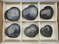 Polished Lazulite Hearts x 6 From Madagascar - Toprock Gemstones and Minerals