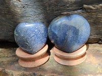 Polished Lazulite Hearts x 6 From Madagascar - Toprock Gemstones and Minerals