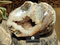 Polished XXL Banded Agate Crystal Centred Geode x 1 From Madagascar - Toprock Gemstones and Minerals