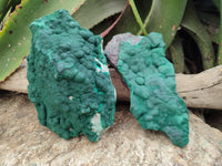 Natural Botryoidal Malachite Specimens x 2 From Kolwezi, Congo