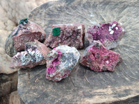 Natural Salrose Cobaltion Dolomite With Malachite Specimens x 12 From Kakanda, Congo