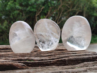 Polished Rock Crystal Standing And Free Forms x 7 From Madagascar