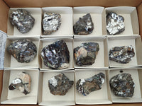 Natural Bright Silver Lead Galena Cobbed Specimens x 12 From Kaokoveld, Namibia