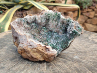 Natural Crystalline Silky Malachite and Quartz On Dolomite Matrix Specimen x 1 From Kambove, Congo