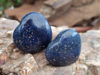 Polished Small Lazulite Hearts x 35 From Madagascar