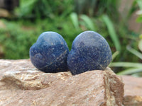 Polished Small Lazulite Hearts x 35 From Madagascar