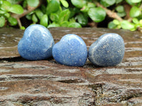Polished Small Lazulite Hearts x 35 From Madagascar