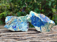 Natural Azurite And Malachite On Dolomite Specimens x 12 From Kaokoveld, Namibia