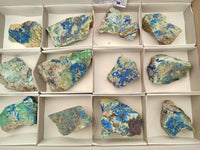 Natural Azurite And Malachite On Dolomite Specimens x 12 From Kaokoveld, Namibia
