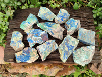 Natural Azurite And Malachite On Dolomite Specimens x 12 From Kaokoveld, Namibia