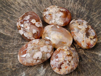 Polished Flower Agate Galets x 12 From Antsahalova, Madagascar
