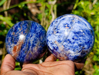 Polished Sodalite Spheres x 2 From Kunene River, Namibia