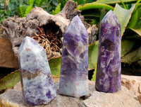 Polished Lepidolite Points x 3 From Madagascar