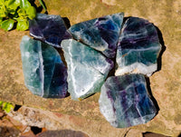 Polished On One Side Watermelon Fluorite Slices x 6 From Uis, Namibia