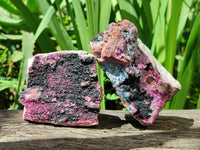 Natural Salrose Cobaltion Dolomite with Malachite Specimens x 4 From Kakanda, Congo