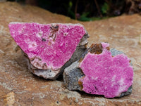 Natural Salrose Cobaltion Dolomite with Malachite Specimens x 12 From Kakanda, Congo
