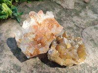 Natural Golden Limonite Quartz Clusters x 13 From Solwezi Zambia