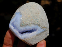 Polished Blue Lace Agate Standing Free Forms x 6 From Nsanje, Malawi