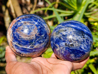 Polished Sodalite Spheres x 2 From Kunene River, Namibia