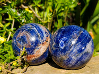 Polished Sodalite Spheres x 2 From Kunene River, Namibia