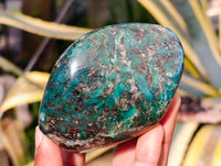 Polished Emerald Mica 'Mutokolite' Standing Free Forms x 3 From Mutoko, Zimbabwe