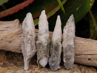 Natural Drusy Quartz Coated Spearhead Calcite Specimens x 24 From Albert's Mountain, Lesotho