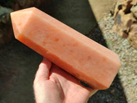 Polished Orange Twist Calcite Tower x 1 From Maevantanana, Madagascar