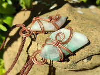 Hand Made Malachite Copper Wire Wrapped Stone Pendants -Sold Per Item- From Messina